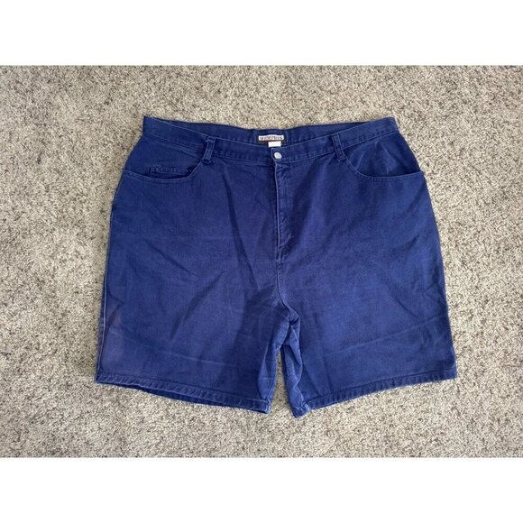 Vintage Jeans Shorts Dark Blue Denim Classic High Waist Basic Casual Sz 22 - Picture 1 of 9